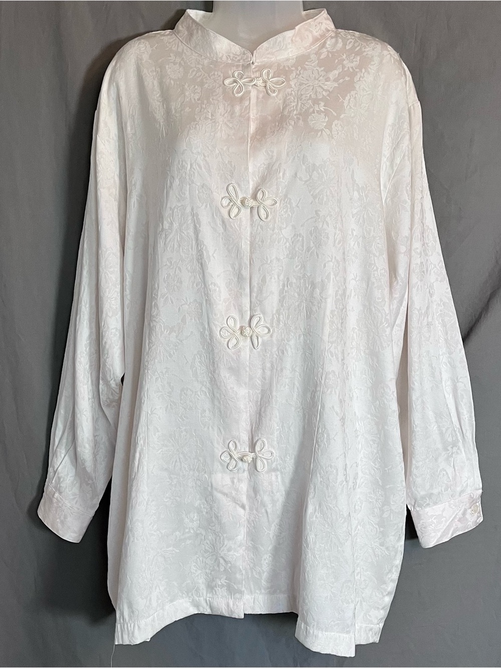 Vintage Jaclyn Smith Tonal Floral Jacquard Frog Closure Blouse Jacket 24W